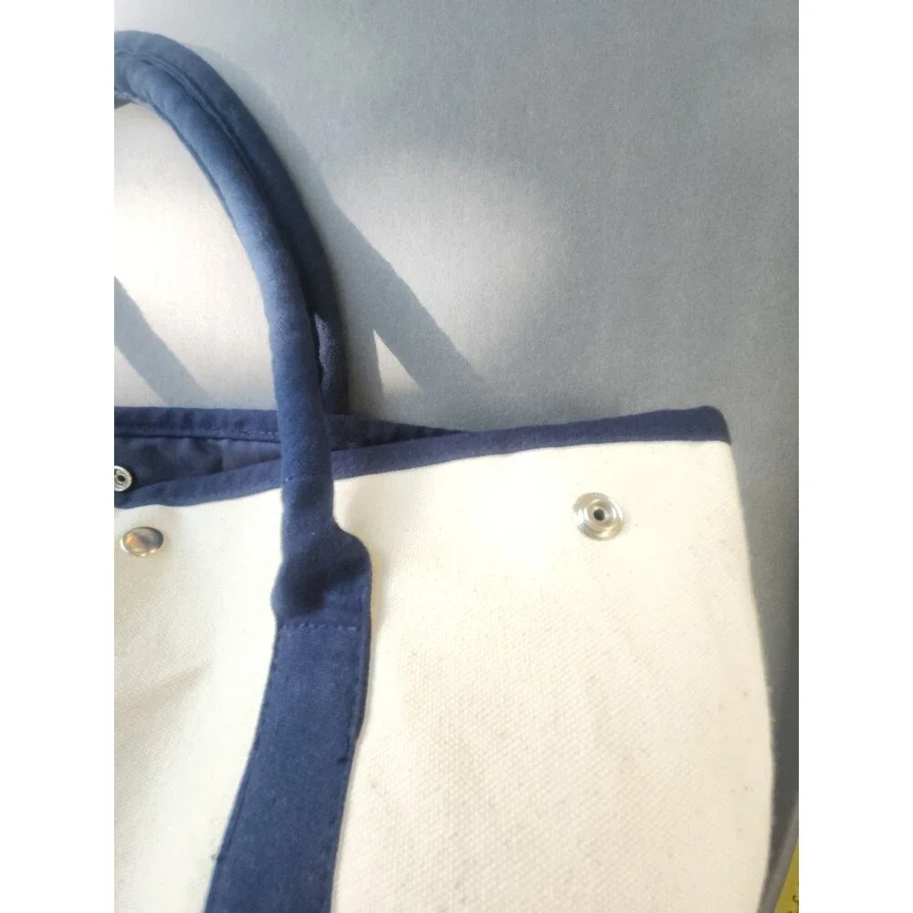 Morgan Stanley Scarborough & Tweed Canvas Snap Boat Tote Bag – Navy Trim